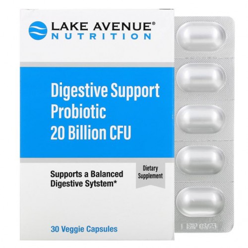 Lake Avenue Nutrition, 소화 보조 프로바이오틱, 프로바이오틱 및 프리바이오틱 혼합물, 200억 CFU, 캡슐 30정