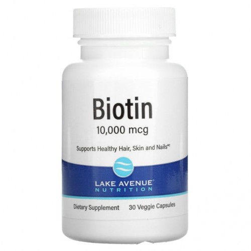 Lake Avenue Nutrition, 비오틴, 10,000mcg, 베지 캡슐 30정