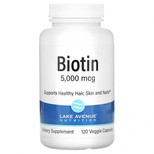 Lake Avenue Nutrition, 바이오틴, 5,000mcg, 베지 캡슐 120정