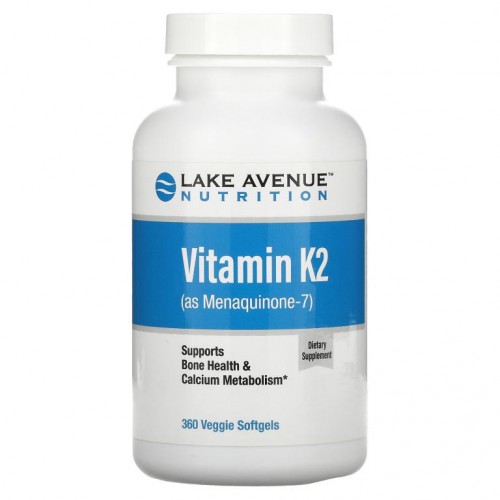 Lake Avenue Nutrition, 비타민 K2(메나퀴논-7), 50mcg, 식물성 소프트젤 360정