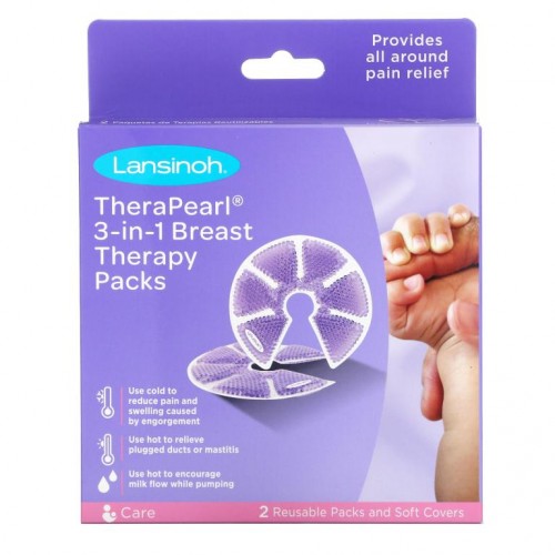 Lansinoh, TheraPearl, 3-in-1 브레스트 테라피, 개폐식 포장 및 소프트 커버 2개