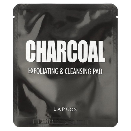 Lapcos, 차콜, 익스폴리에이팅 & 클렌징 패드, 5매입, 1매당 0.24fl oz(7g)