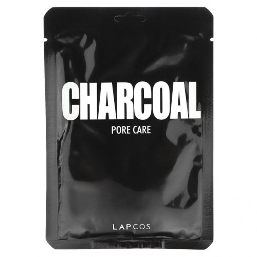 Lapcos, 차콜 시트 뷰티 마스크, 포어 케어, 5매, 25ml(0.84fl oz)