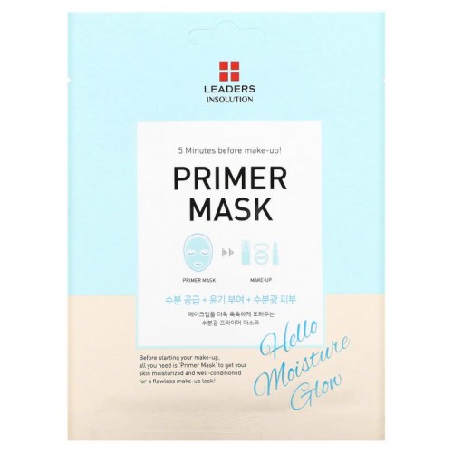 Leaders, 프라이머 뷰티 마스크, 헬로 모이스처 글로우, 마스크 1개입, 25ml(0.84fl oz)