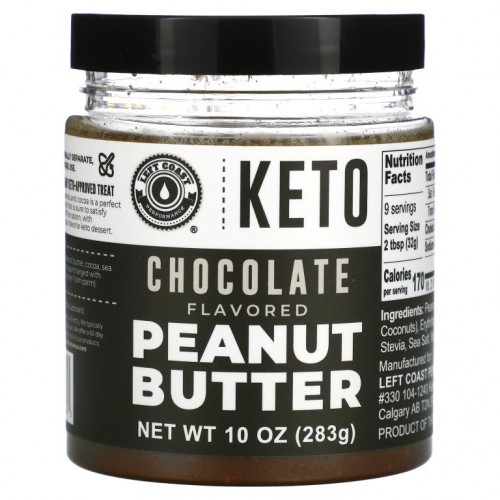 Left Coast Performance, 케토, 초콜릿 맛 땅콩버터, 283g(10oz)