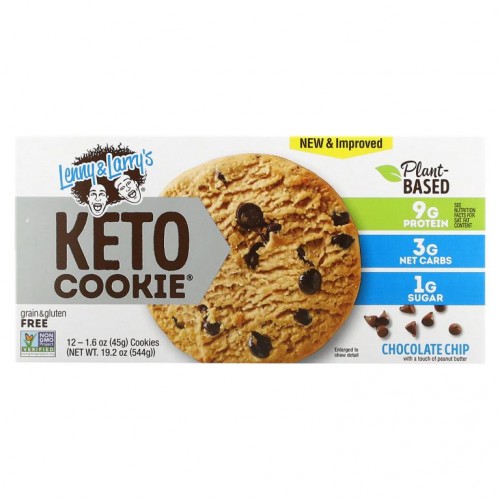 Lenny & Larry's, 케토 쿠키, 초콜릿칩, 쿠키 12개, 각 45g(1.6oz)