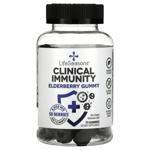LifeSeasons, 클리니컬 이뮤니티, 엘더베리 구미젤리, 3,250mg, 75개