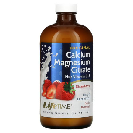 LifeTime Vitamins, 오리지널 칼슘 구연산 마그네슘, 딸기, 473ml(16fl oz)