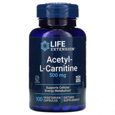 Life Extension, 아세틸-L-카르니틴, 500mg, 베지 캡슐 100정