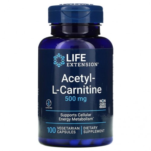 Life Extension, 아세틸-L-카르니틴, 500mg, 베지 캡슐 100정