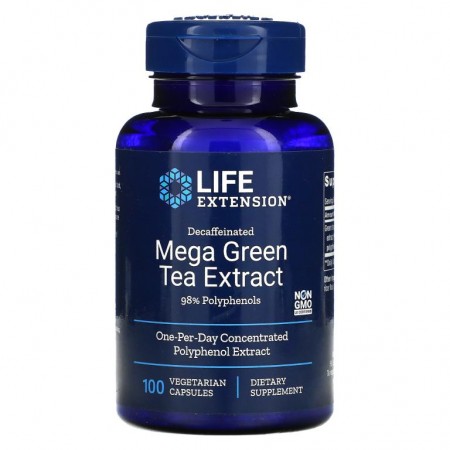 Life Extension, 메가 녹차추출물, 디카페인, 베지 캡슐 100정