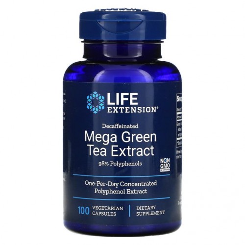 Life Extension, 메가 녹차추출물, 디카페인, 베지 캡슐 100정