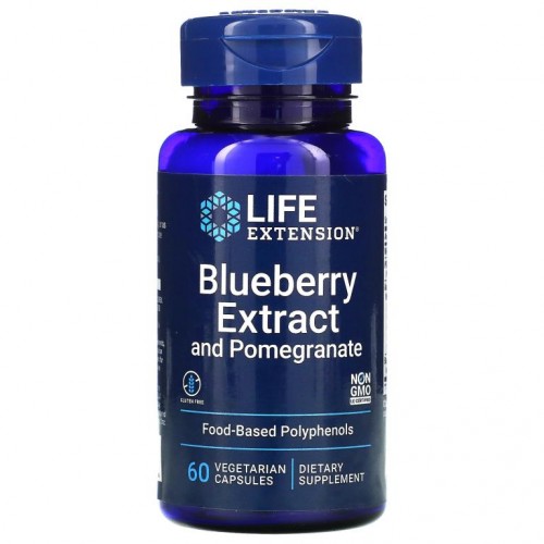 Life Extension, 블루베리 추출물, 석류 함유, 베지 캡슐 60정