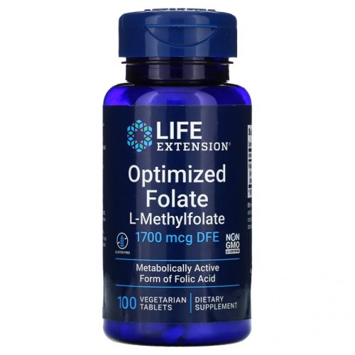 Life Extension, 최적화 엽산, 1,700mcg DFE, 베지 캡슐 100정