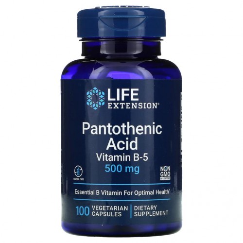 Life Extension, 판토텐산, 비타민B-5, 500mg, 베지 캡슐 100정
