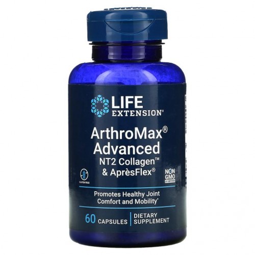 Life Extension, ArthroMax 어드밴스드, NT2 콜라겐 및 ApresFlex, 캡슐 60정
