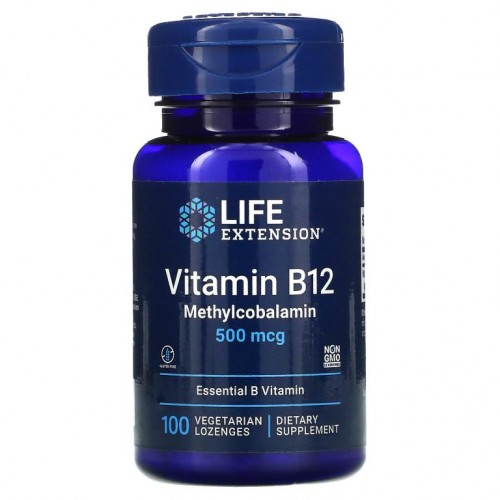 Life Extension, B12, 500mcg, 베지 사탕 정제 100정