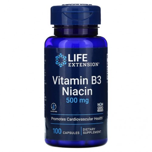 Life Extension, 비타민B3 니아신, 500mg, 캡슐 100정