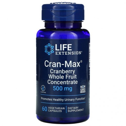 Life Extension, Cran-Max, 크랜베리 통과일 농축액, 500 mg, 60 식물성 캡슐