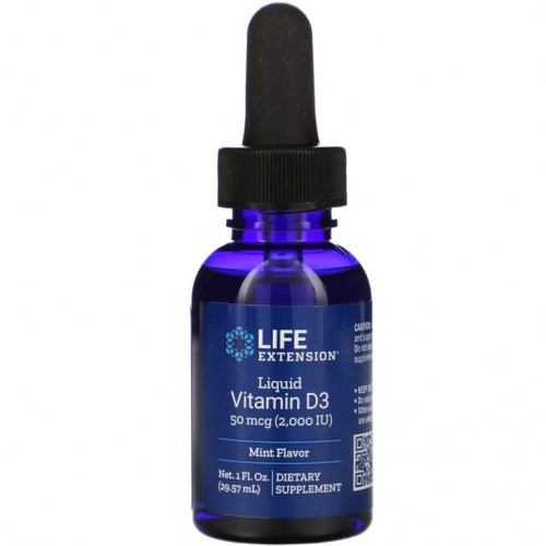 Life Extension, 액상 비타민D3, 민트 맛, 2,000IU, 29.57ml(1fl oz)