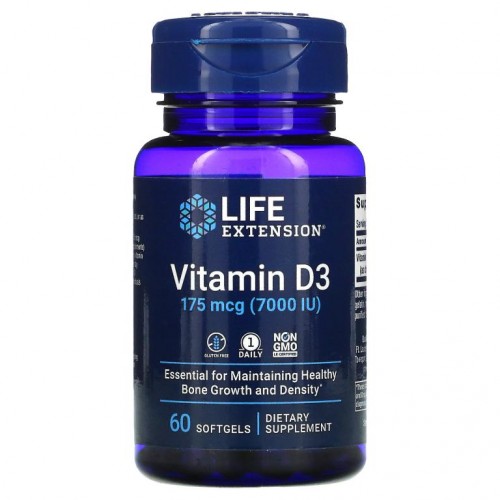 Life Extension, 비타민D3, 175mcg(7,000IU), 소프트젤 60정