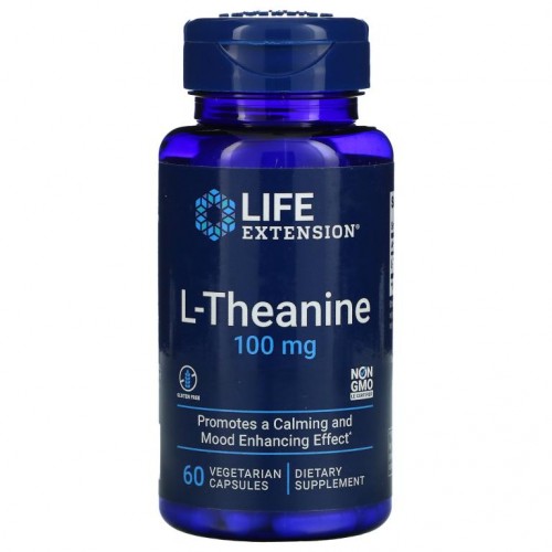 Life Extension, L-테아닌, 100mg, 베지 캡슐 60정