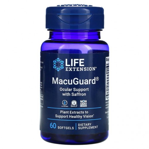 Life Extension, MacuGuard, 사프란 함유 안구 보조제, 소프트젤 60정