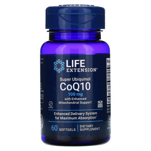 Life Extension, Super Ubiquinol CoQ10 with Enhanced Mitochondrial Support, 100mg, 소프트젤 60정