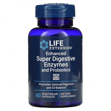 Life Extension, 인헨스드 슈퍼 다이제스티브 엔자임 앤 프로바이오틱스, 베지 캡슐 60정