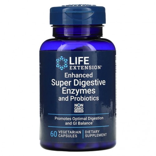 Life Extension, 인헨스드 슈퍼 다이제스티브 엔자임 앤 프로바이오틱스, 베지 캡슐 60정