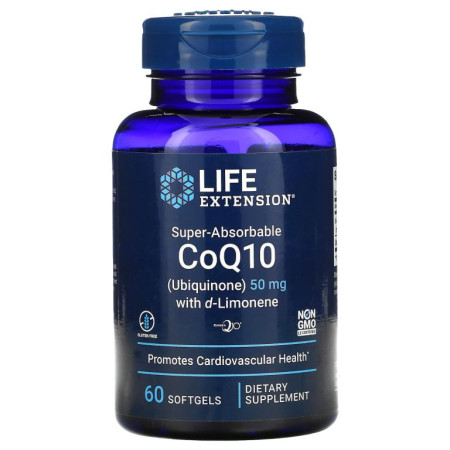 Life Extension, d-리모넨이 함유된 흡수율이 매우 높은 CoQ10, 50mg, 소프트젤 60정