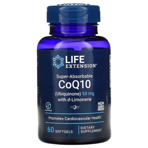 Life Extension, d-리모넨이 함유된 흡수율이 매우 높은 CoQ10, 50mg, 소프트젤 60정