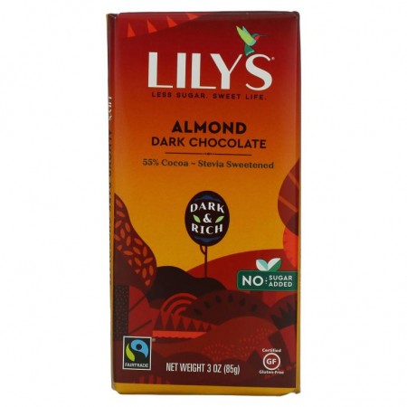 Lily's Sweets, 다크 초콜릿, 아몬드, 3 oz (85 g)