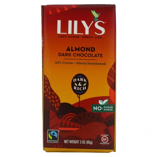 Lily's Sweets, 다크 초콜릿, 아몬드, 3 oz (85 g)