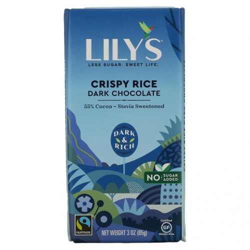 Lily's Sweets, 다크 초콜릿 바, 크리스피 라이스, 3 oz (85 g)