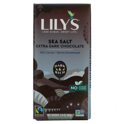 Lily's Sweets, 다크 초콜릿 바, 바다 소금, 코코아 70%, 80g(2.82oz)
