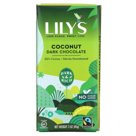 Lily's Sweets, 다크 초콜릿, 코코넛, 85g(3oz)