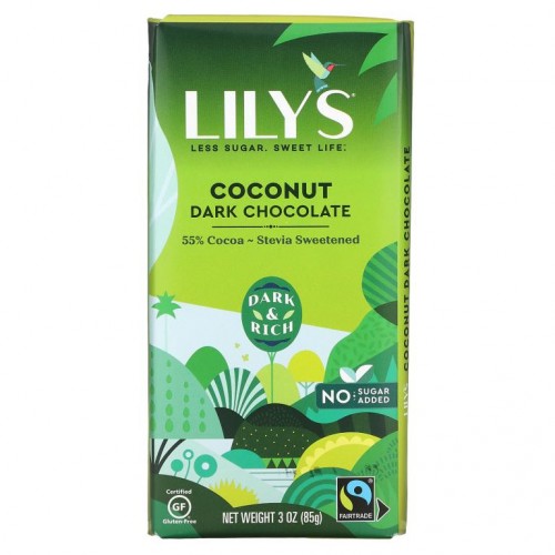 Lily's Sweets, 다크 초콜릿, 코코넛, 85g(3oz)