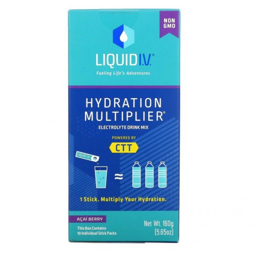 Liquid I.V., Hydration Multiplier, Electrolyte Drink Mix, Acai Berry, 10 Stick Packs, 0.56 oz (16 g) Each