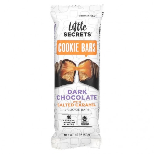 Little Secrets, 다크 초콜릿 쿠키 바, 가염 캐러멜, 50g(1.8oz)