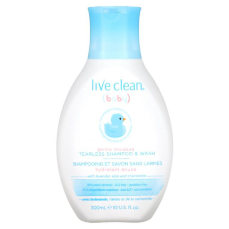 Live Clean, 아기, 젠틀 모이스처, 티어리스 샴푸 & 와시, 10 fl oz. (300 ml)