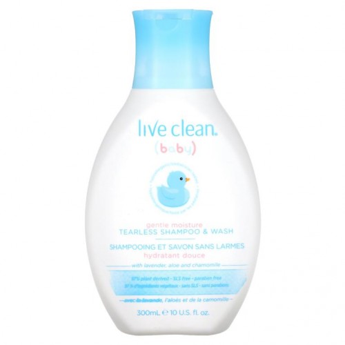 Live Clean, 아기, 젠틀 모이스처, 티어리스 샴푸 & 와시, 10 fl oz. (300 ml)