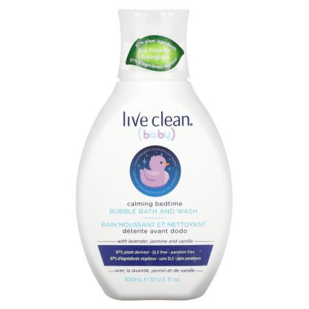 Live Clean, 유아용, 버블 배스 및 샤워, 카밍 베드타임, 300ml(10fl oz)
