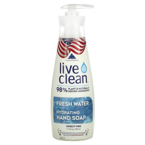 Live Clean, 하이드레이팅 리퀴드 핸드 솝, 프레시 워터, 335ml(11.3fl oz)