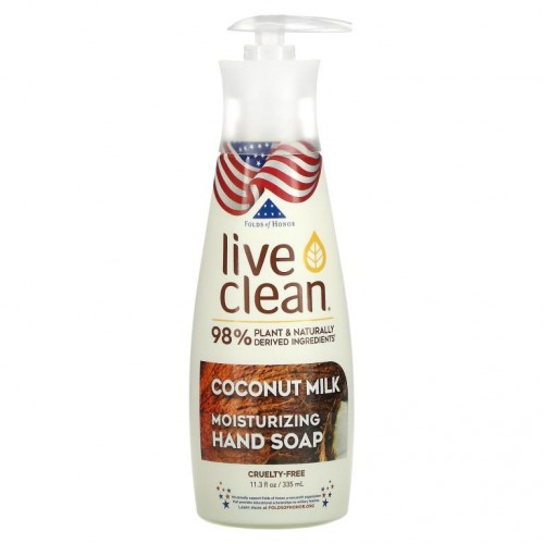 Live Clean, 모이스처라이징 리퀴드 핸드소프, 코코넛 밀크, 335ml(11.3fl oz)