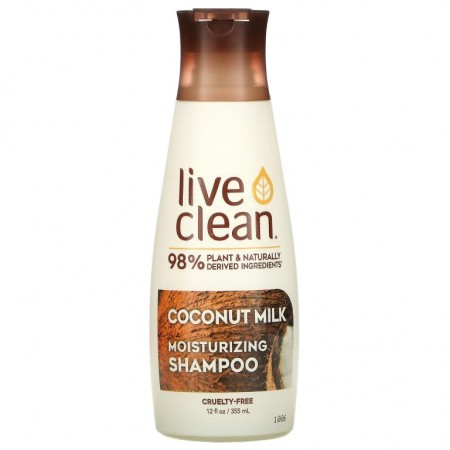 Live Clean, 모이스처라이징 샴푸, 코코넛 밀크, 350ml(12fl oz)