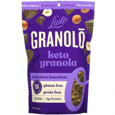 Livlo, Granolo, 케토 그래놀라, 초콜릿 헤이즐넛, 312g(11oz)