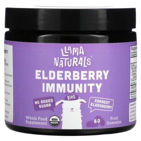Llama Naturals, 어린이용, 엘더베리 면역력, 과일 구미젤리, 어니스트 엘더베리, 구미젤리 60개