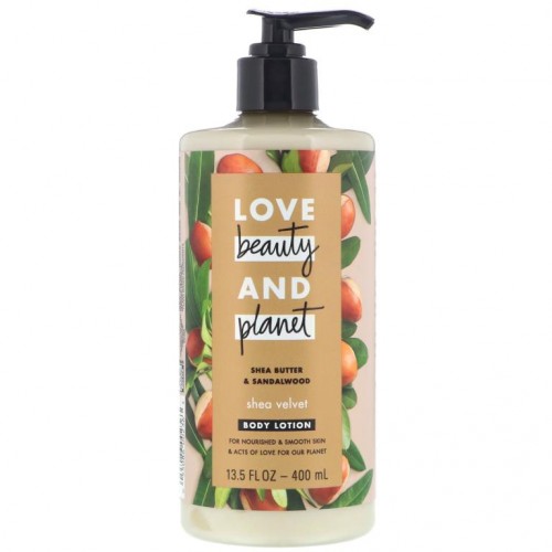 Love Beauty and Planet, 시어 벨벳 바디 로션, 시어버터 & 샌달우드, 13.5fl oz(400ml)