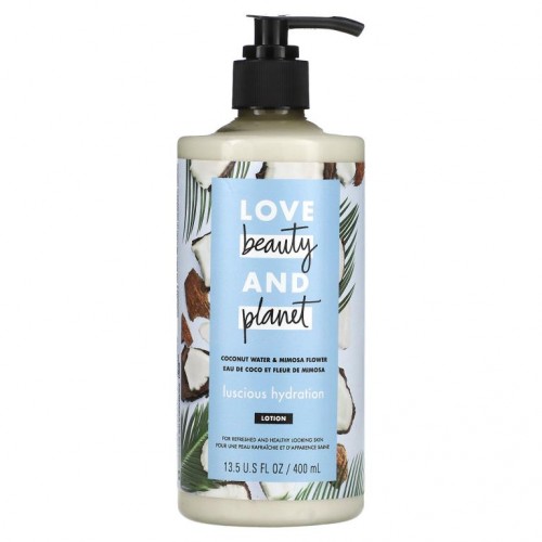 Love Beauty and Planet, 러셔스 하이드레이션 바디 로션, 코코넛 워터 & 미모사 플라워, 400ml(13.5fl oz)